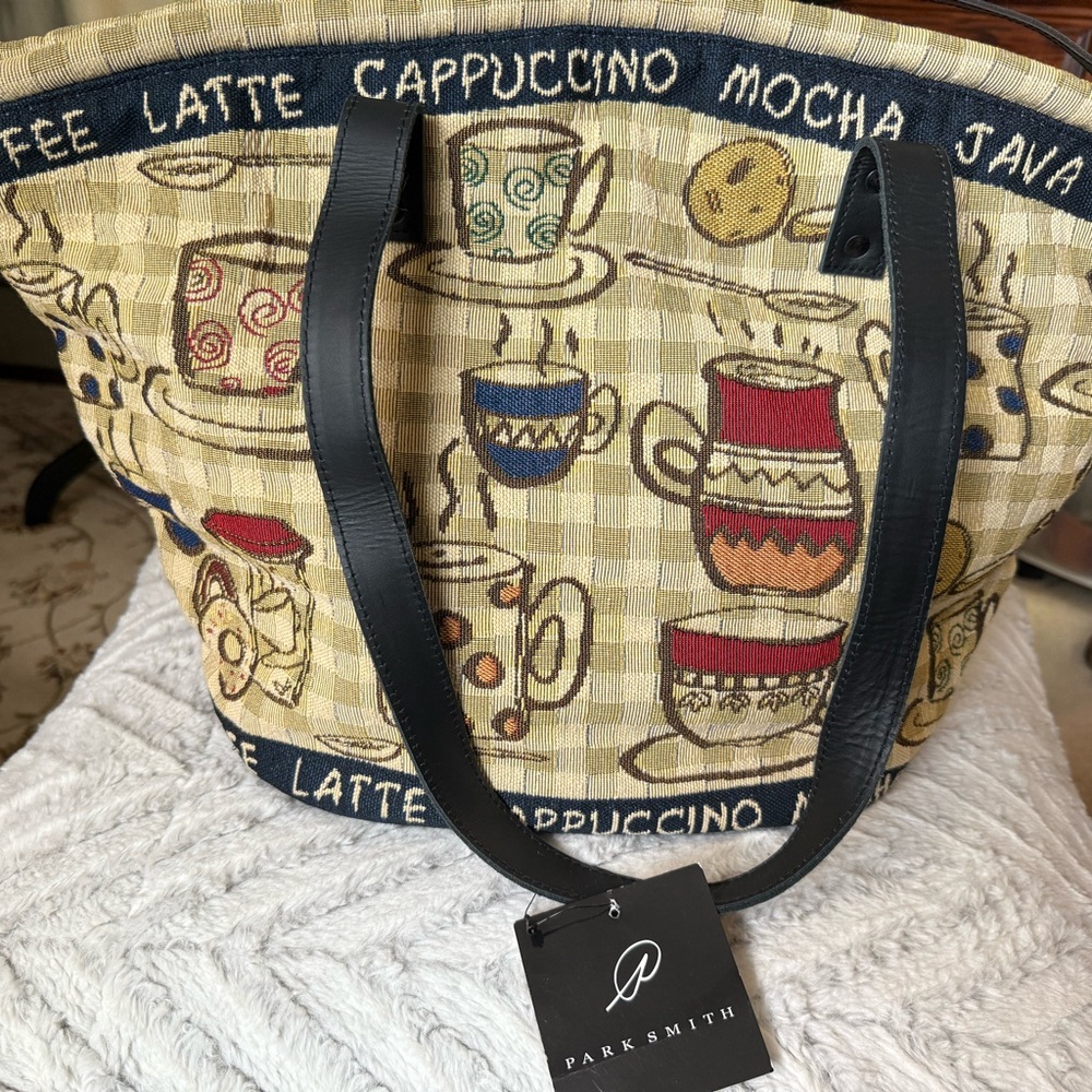 PARKER SMITH Black and Tan Coffee-Inspired Tote